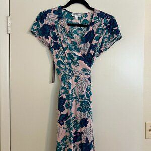 Hawaiian Print Wrap Dress